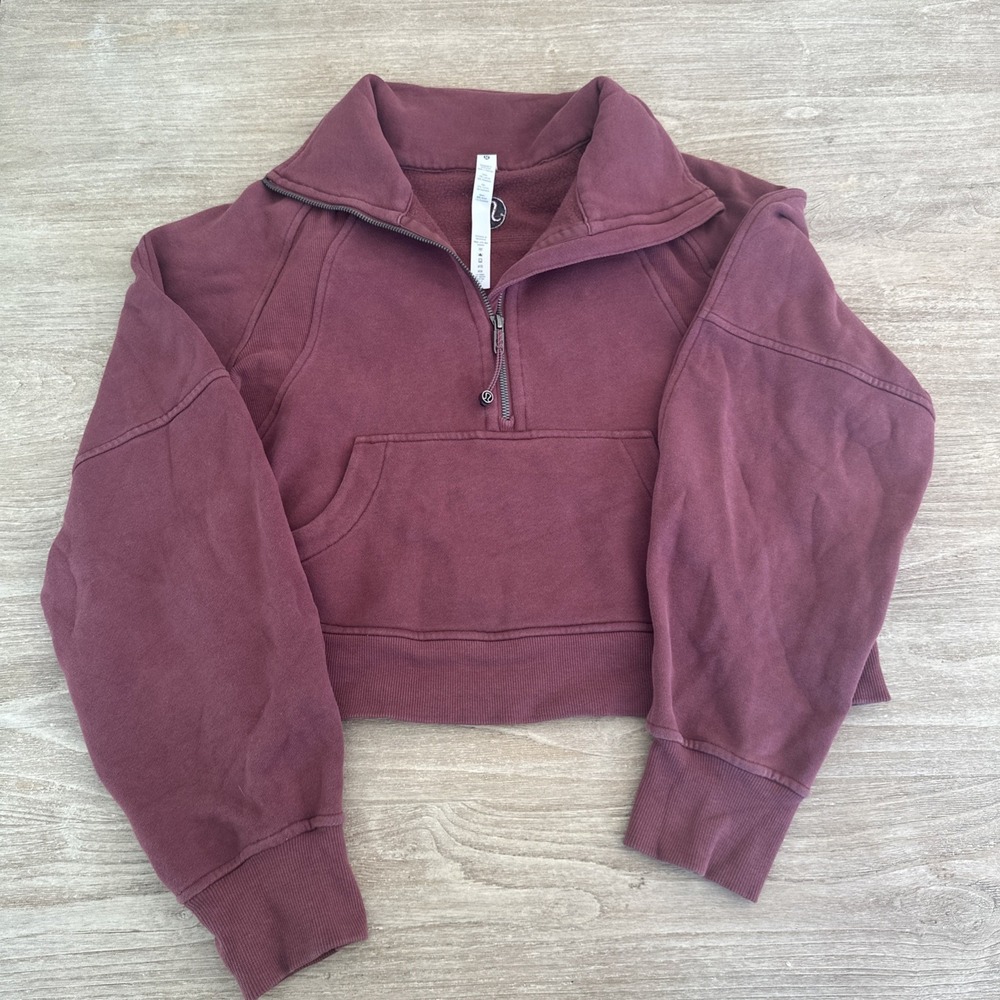 Lululemon Scuba Oversized Funnel Neck Half-Zip Cropped Sweatshirt Red z XS/S